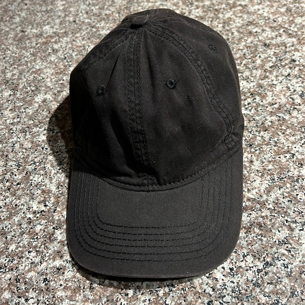 Black OC Headwear baseball cap with leather strap
